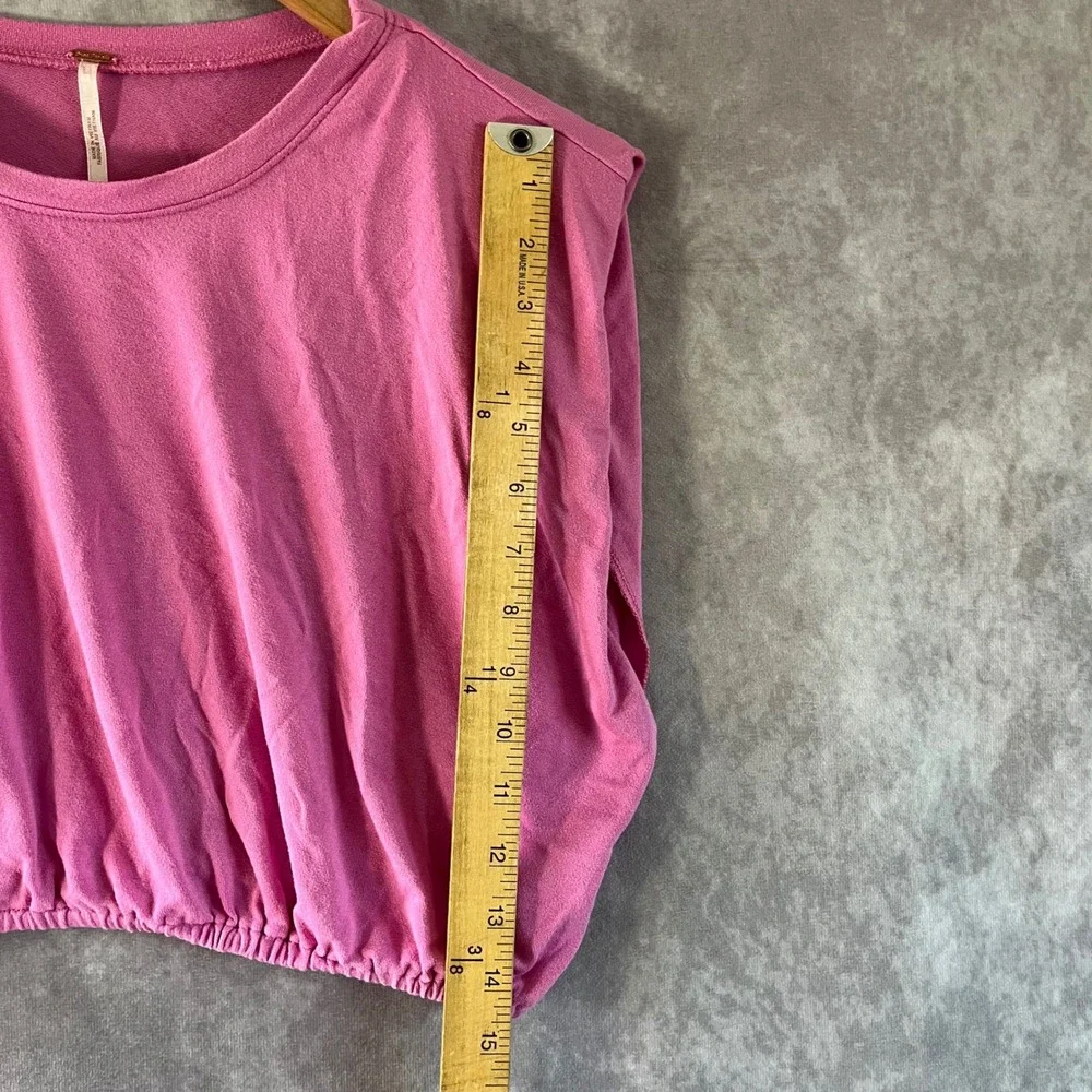 Free People 2 Piece Set Womens Medium Pink Ruched Skirt Shoulder Pad Crop Top